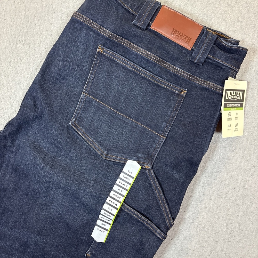NWT Duluth Trading Mens Ballroom Double Flex Relaxed Carpenter Jeans Size 48x30